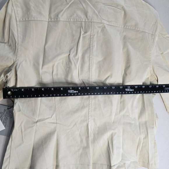 Classiques Entier Women's L Petite Beige Tan Button Down 3/4 Sleeve Collar NWT - Picture 10 of 16